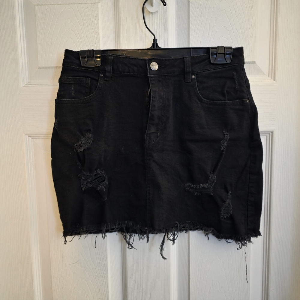 Rebel Rogue Distressed Denim Skirt